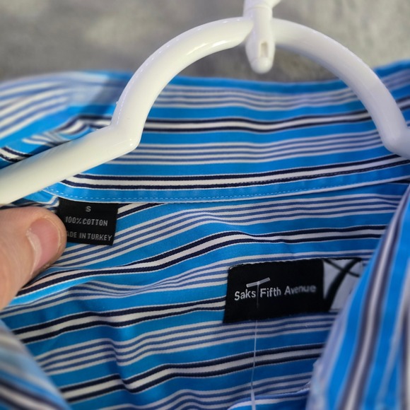 Saks Fifth Avenue‎ Striped Dress Shirt Cotton Button Down Small - Picture 3 of 5